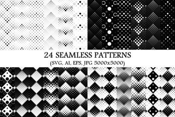 24 Seamless Monochrome Circle Patterns for Modern Graphics