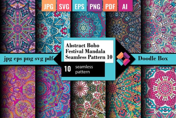 Boho Festive Mandala Seamless Pattern 10 for Crafting and Graphics