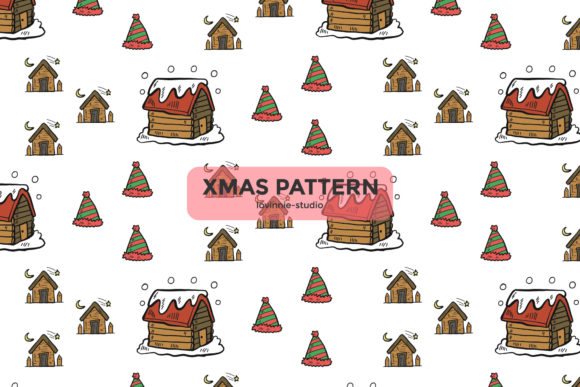 Christmas Pattern House Hat Vector Cute for Graphics and Patterns
