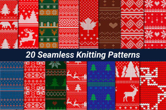 Christmas Seamless Knitting Patterns Bundle for Local Business Branding