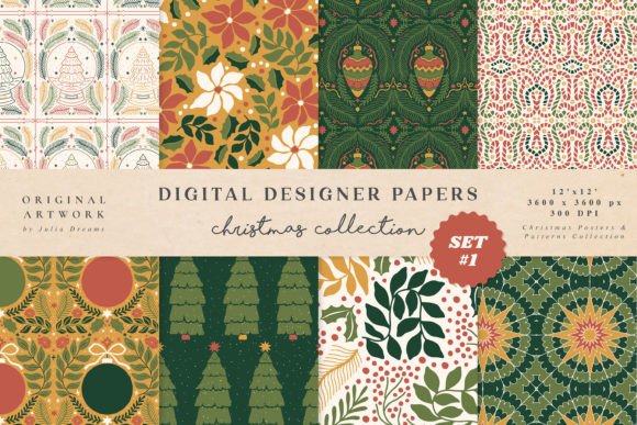 Christmas Vintage Seamless Patterns for Crafting and Design