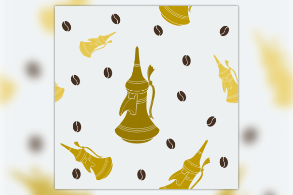 Flat Arab Coffee Pot and Beans Pattern for Branding and Marketing
