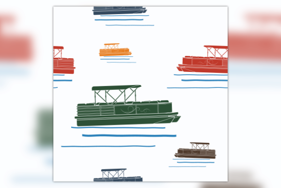 Flat Semi-Oblique Pontoon Boat Pattern for Graphic Design