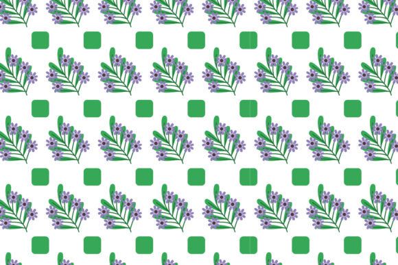 Flower Pattern Purple with Green Leaf Graphics