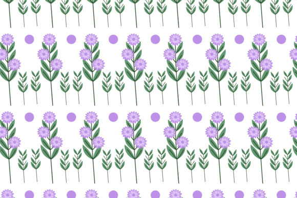 Flower Pattern Three Purple with Leaf Graphics