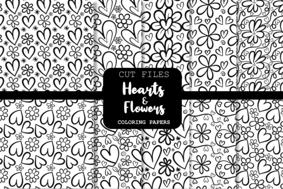 Hearts Flowers Vector Doodle Patterns for Creative Projects