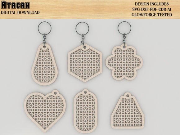 Rattan Cane Patterns Keychain Bundle Cut Graphics
