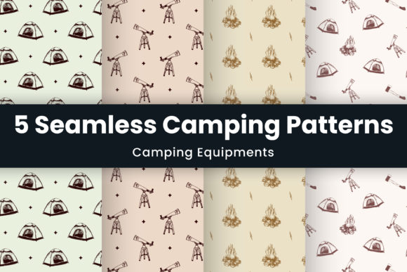 Set of Seamless Camping Patterns for Branding and Packaging