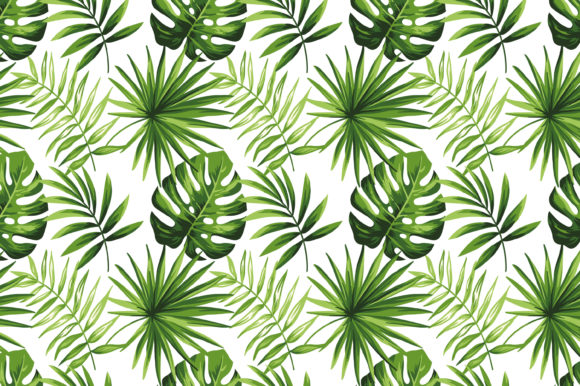 Tropical Leaves Seamless Vector Pattern Graphics