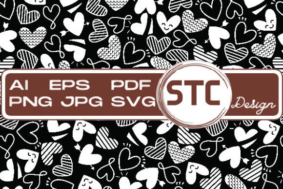 Valentine Black White Heart Patterns for Design Projects