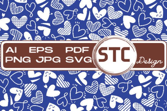 Valentine Blue White Heart Patterns Graphics