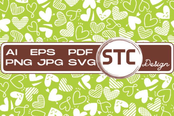Valentine Green White Heart Patterns - A Versatile Graphic Design Asset