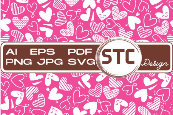 Valentine Pink White Heart Patterns for Branding and Design