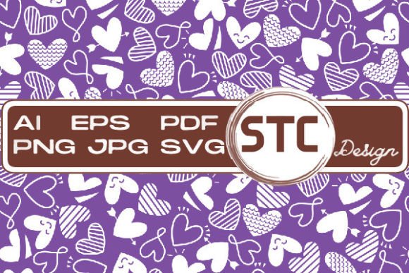 Valentine Purple White Heart Patterns - A Versatile Graphic Design Asset