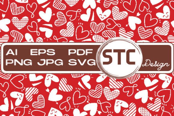 Valentine White Red Heart Patterns for Branding and Design