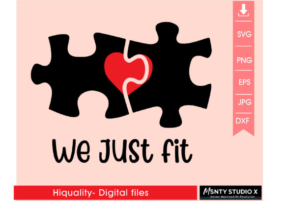 We Just Fit SVG Valentine Couple for Crafts and Graphics
